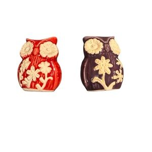 Mini OWL  2 "  Set  Floral Design Salt & Pepper  Shaker‎  Cracker Barrel